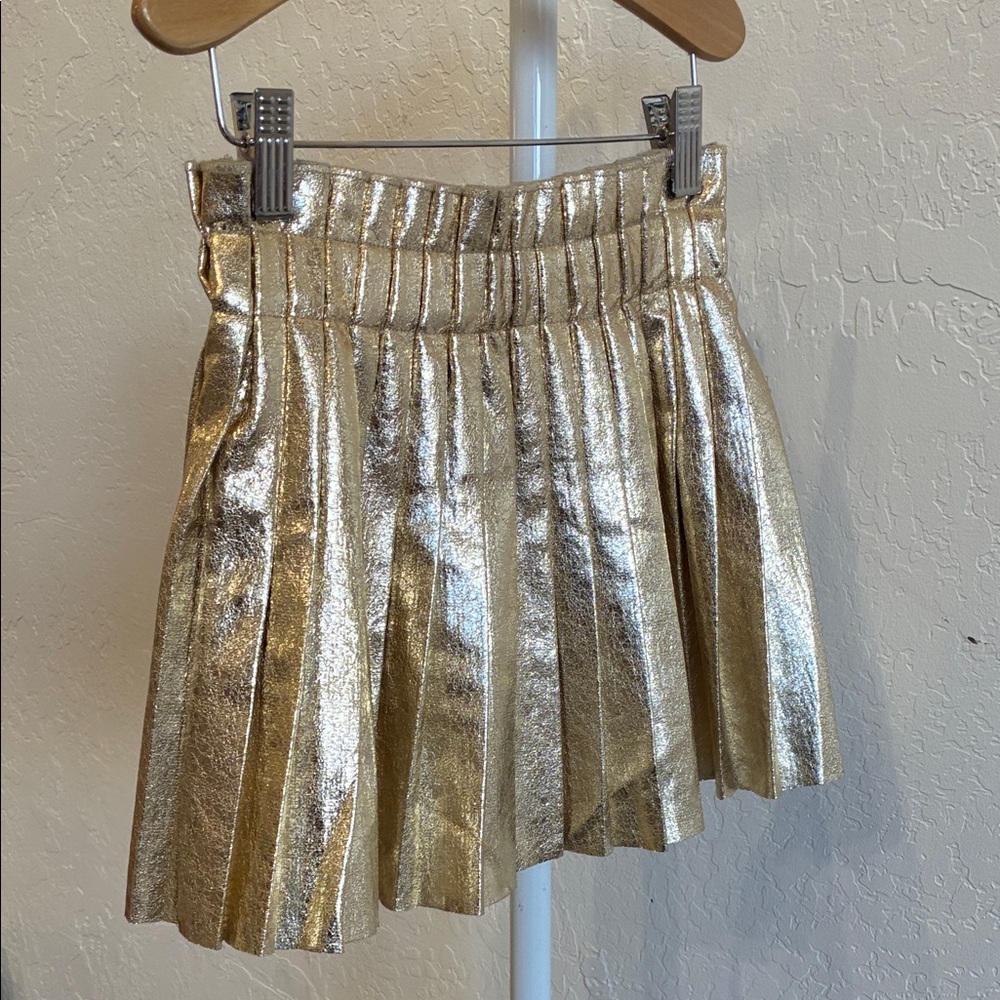 lola Metallic Gold Pleated Skirt
